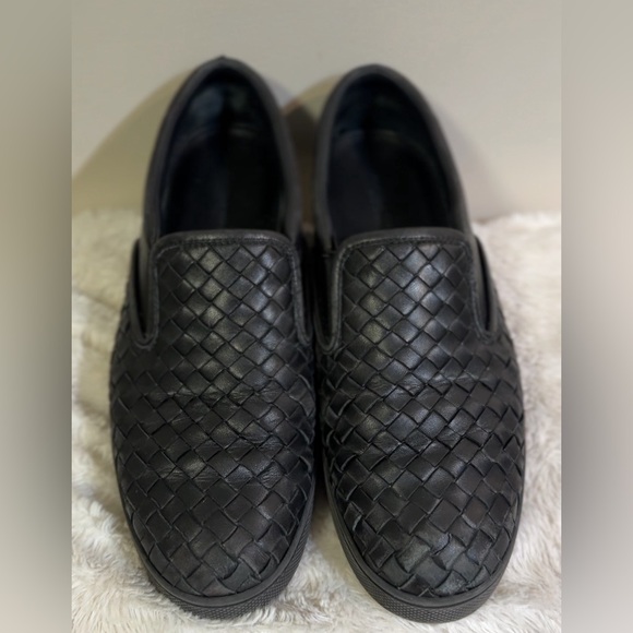 Bottega Veneta Shoes - Bottega Veneta Intrecciato Woven Leather Slip On Loafers Black EU 40 US‎ 10